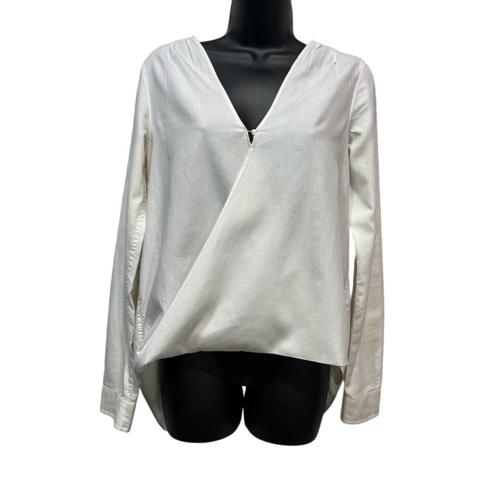 Rag & Bone Women White Top Silk Cotton XS Long Sleeves High Low